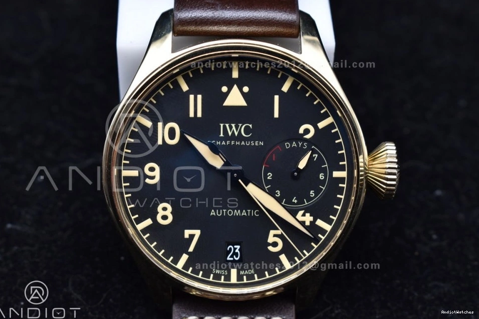 on Dial ZF IW501005 Leather Minimalist Strap Best Real Brown Big A 519 Bronze Black Edition 1:1 Pilot 0407